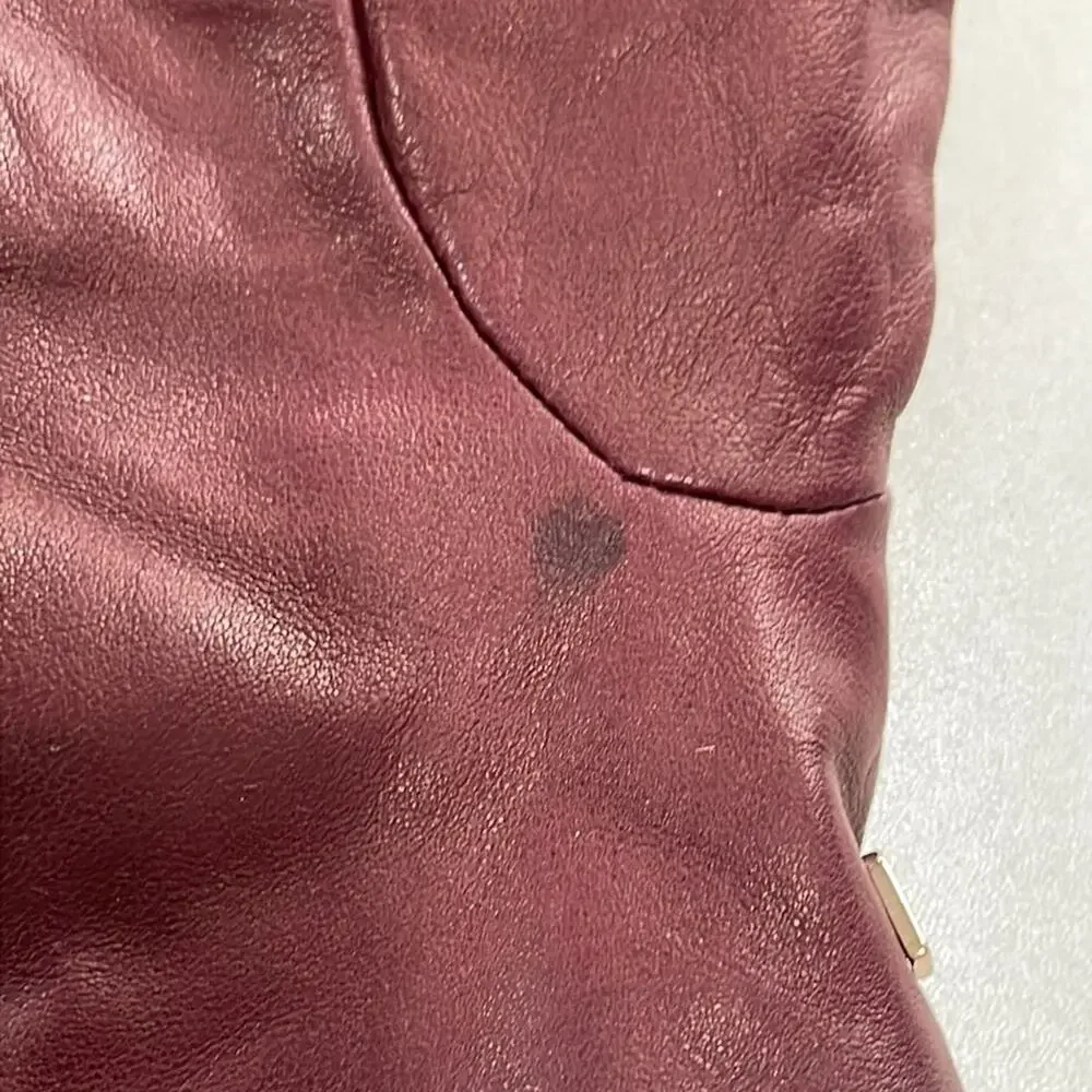 Bruno‎ Magli Cashmere Lined Leather Bow Gloves Burgundy XL Retails: $195